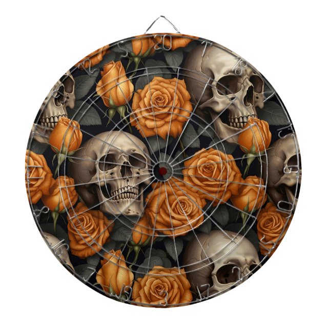 A Skull and Roses Series Design 11 Dart Board (Front)