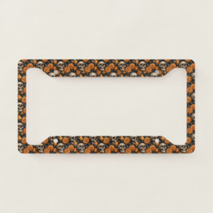 A Skull and Roses Series Design 11 License Plate Frame