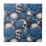 A Skull and Roses Series Design 12 Ceramic Tile<br><div class="desc">A Skull and Roses Series Design ~ perfect for decoupage or to adorn a gift.
See The Tissue Paper Store for more Tissue Papers in many colors
https://www.zazzle.com/store/tissue_paper_store/products</div>