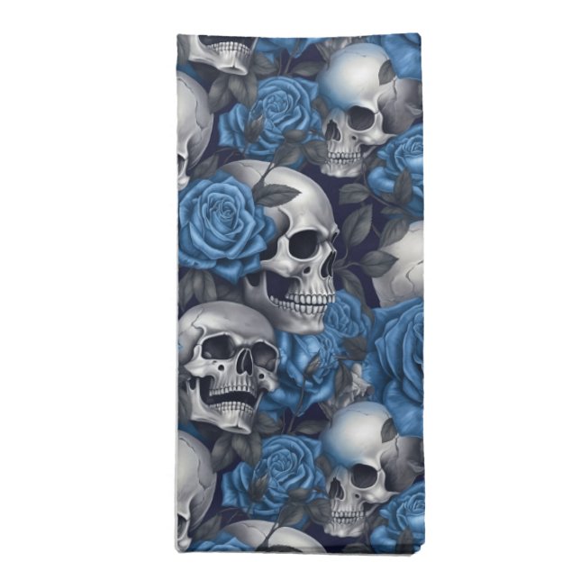 A Skull and Roses Series Design 12 Cloth Napkin (Folded)