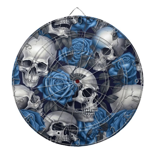 A Skull and Roses Series Design 12 Dart Board (Front)