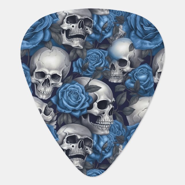 A Skull and Roses Series Design 12 Guitar Pick (Front)