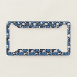A Skull and Roses Series Design 12 License Plate Frame