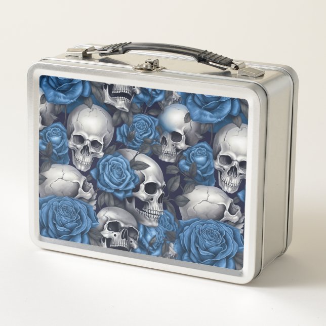 A Skull and Roses Series Design 12 Metal Lunch Box (Front)