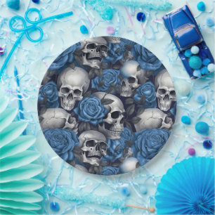 A Skull and Roses Series Design 12 Paper Plates