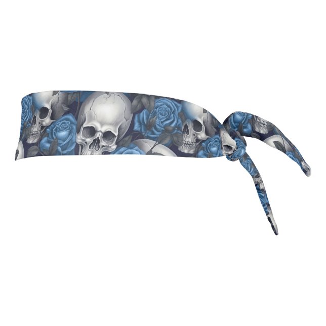 A Skull and Roses Series Design 12 Tie Headband (Rotate 90)