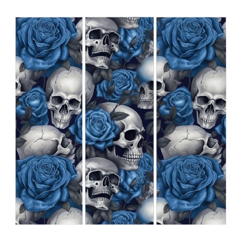 A Skull and Roses Series Design 12 Triptych