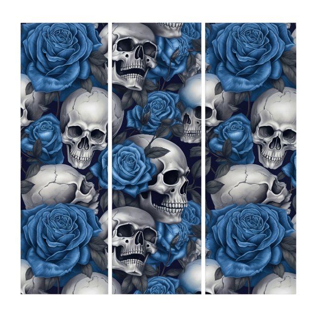 A Skull and Roses Series Design 12 Triptych (Front)