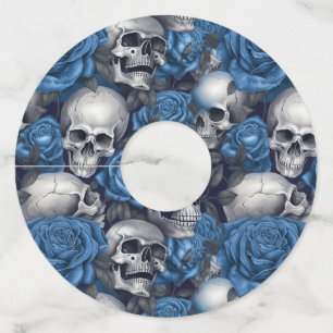 A Skull and Roses Series Design 12 Wine Glass Tag