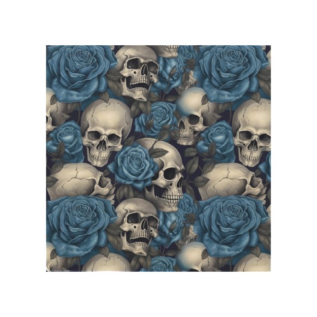 A Skull and Roses Series Design 12 Wood Wall Art (Front)