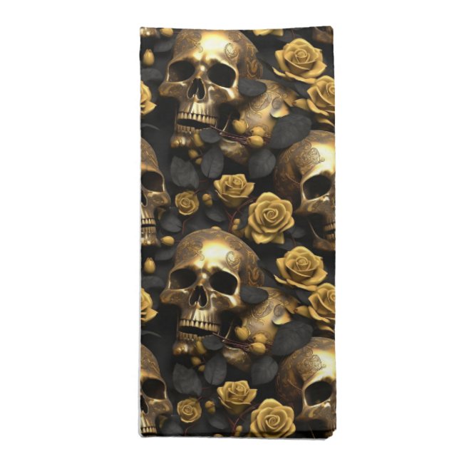 A Skull and Roses Series Design 8 Cloth Napkin (Folded)
