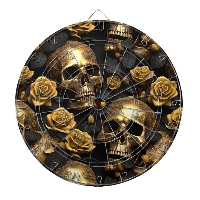 A Skull and Roses Series Design 8 Dart Board (Front)