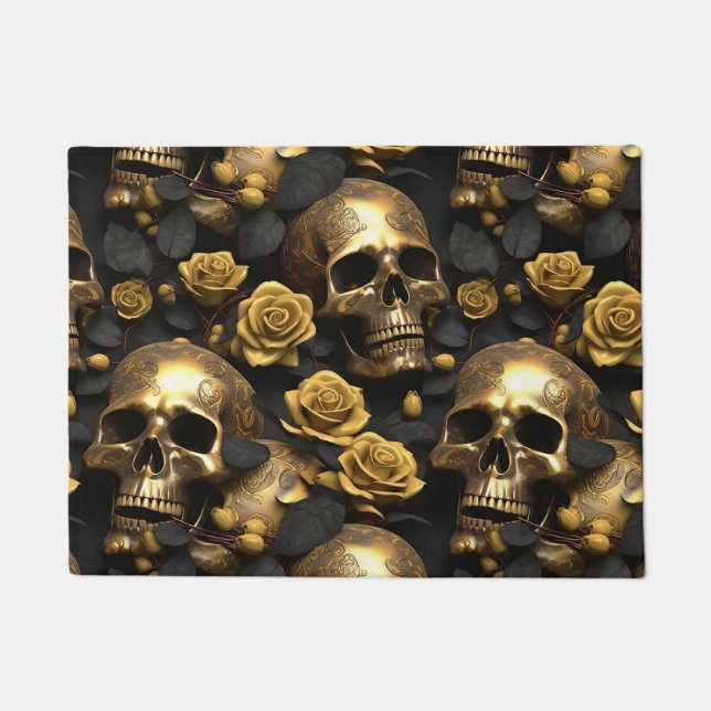 A Skull and Roses Series Design 8 Doormat (Front)