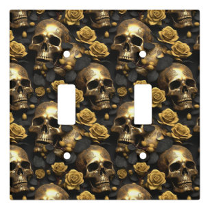 A Skull and Roses Series Design 8 Light Switch Cover