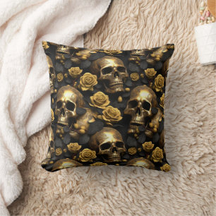A Skull and Roses Series Design 8 Throw Pillow