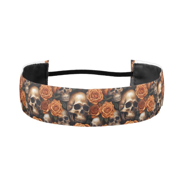 A Skull and Roses Series Design 9 Athletic Headband (Front)