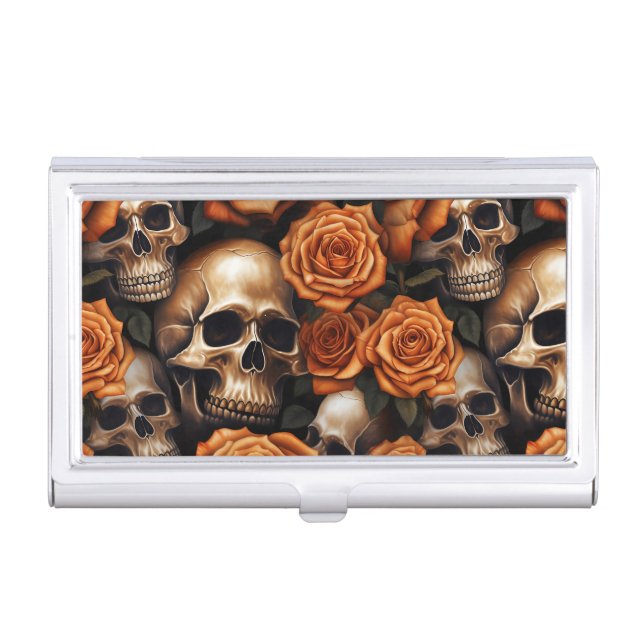 A Skull and Roses Series Design 9 Business Card Case (Front)