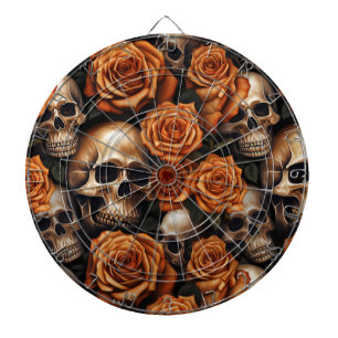 A Skull and Roses Series Design 9 Dart Board