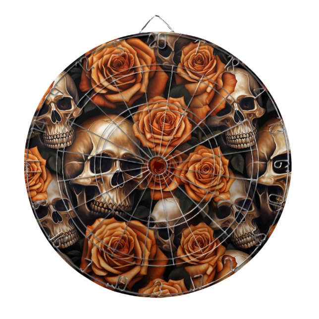 A Skull and Roses Series Design 9 Dart Board (Front)