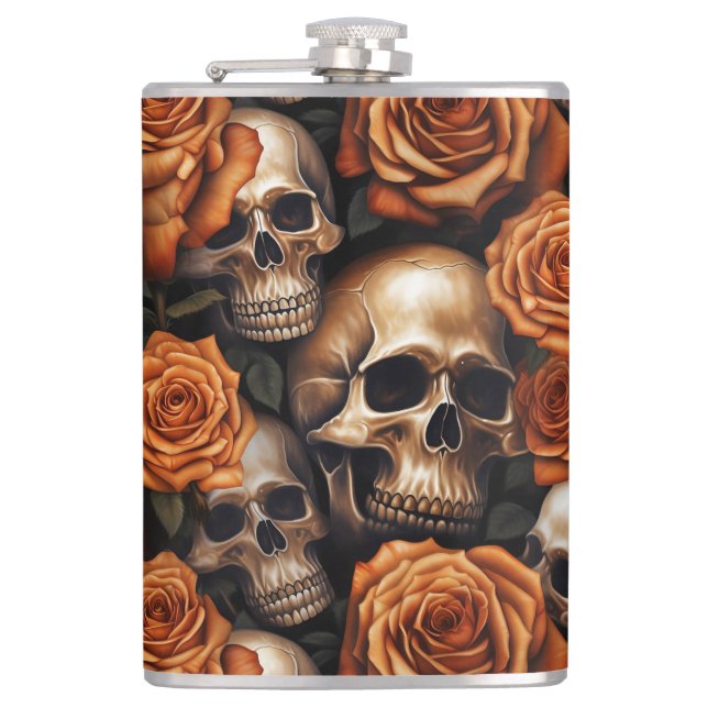 A Skull and Roses Series Design 9 Flask (Front)