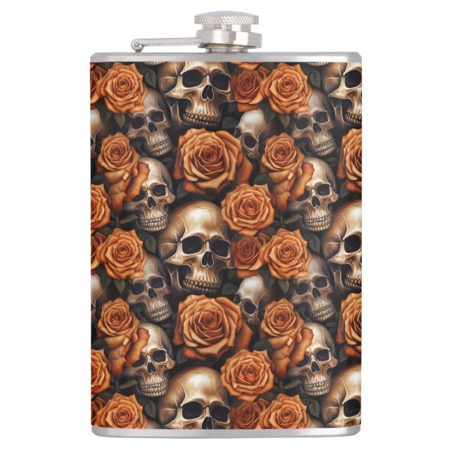A Skull and Roses Series Design 9 Flask (Front)