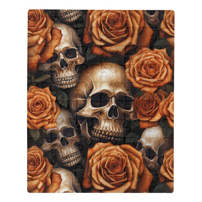 A Skull and Roses Series Design 9 Jigsaw Puzzle (Puzzle Vertical)