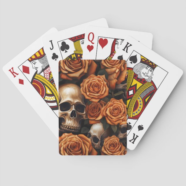A Skull and Roses Series Design 9 Poker Cards (Back)