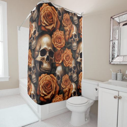 A Skull and Roses Series Design 9 Shower Curtain