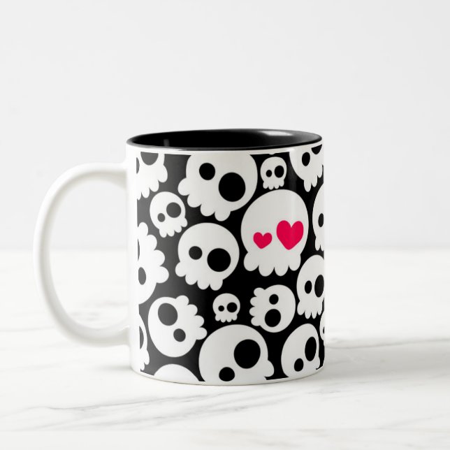 A skull in love Two-Tone coffee mug (Left)