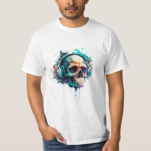 A skull wearing headphones enjoy the life T_Shirt