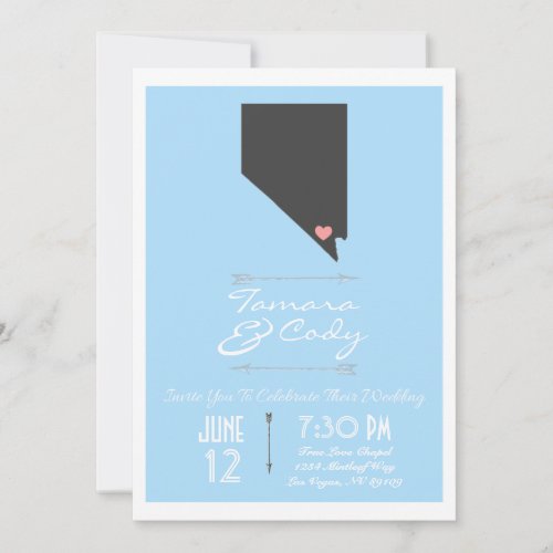 A Sky Blue Las Vegas Nevada Wedding Invitation