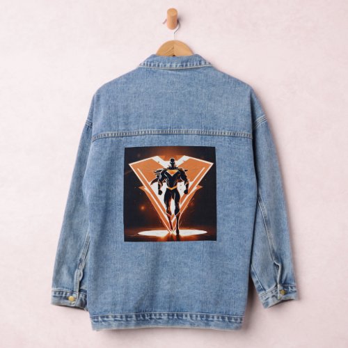 A sleek vector logo super hero denim jacket