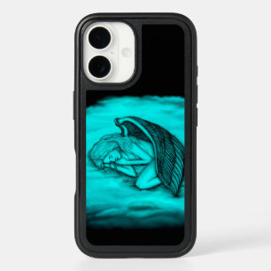A sleeping Angel , Black and Green Design iPhone 16 Case