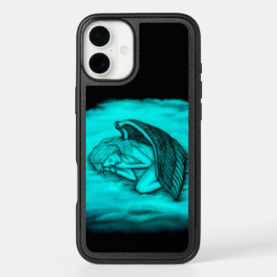 A sleeping Angel , Black and Green Design iPhone 16 Plus Case