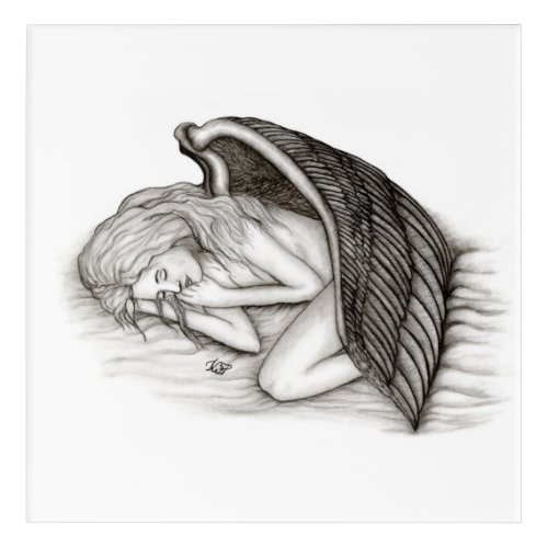 A sleeping Angel  Black and white Design Acrylic Print