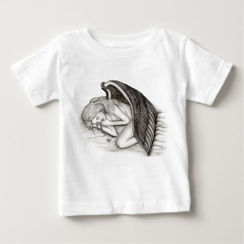 A sleeping Angel  Black and white Design Baby T_Shirt