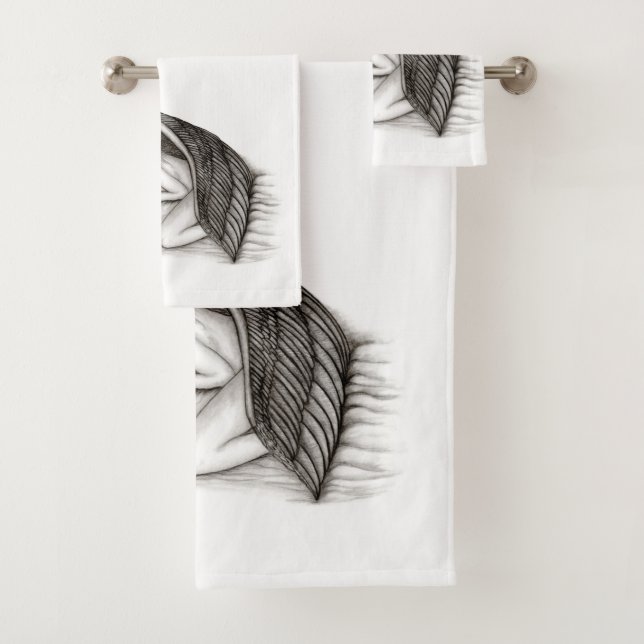 A sleeping Angel , Black and White Design Bath Towel Set (Insitu)