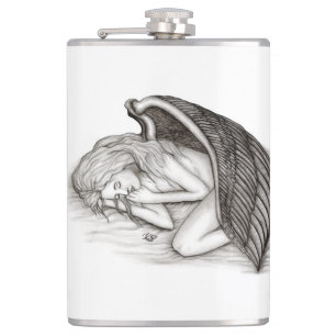 A sleeping Angel , Black and White Design Flask