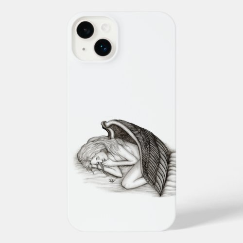 A sleeping Angel  black and white design iPhone 14 Plus Case