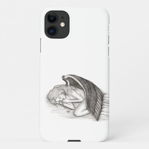 A sleeping Angel  black and white design iPhone 11 Case