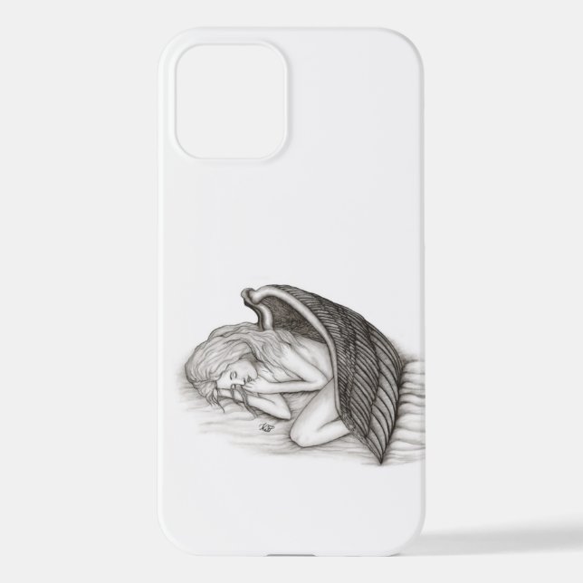 A sleeping Angel , black and white design iPhone Case (Back)