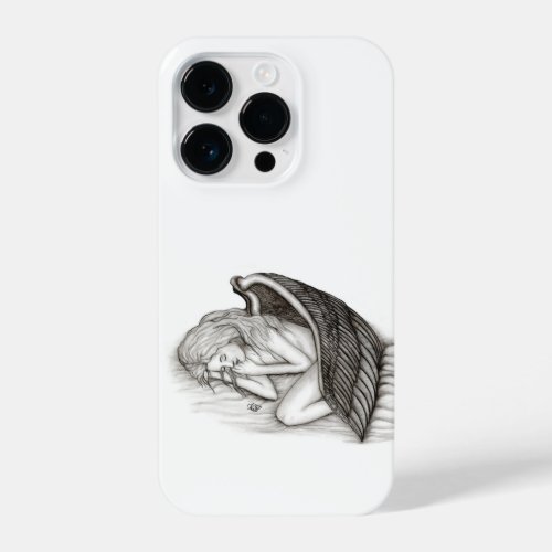 A sleeping Angel  black and white design iPhone 14 Pro Case