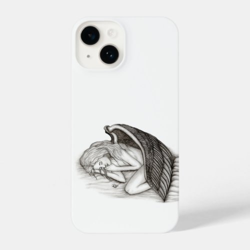 A sleeping Angel  black and white design iPhone 14 Case