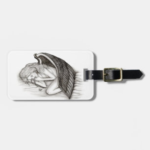 A sleeping Angel , Black and white Design Luggage Tag
