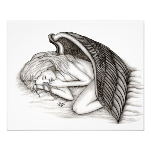 A sleeping Angel  Black and white Design Photo Print