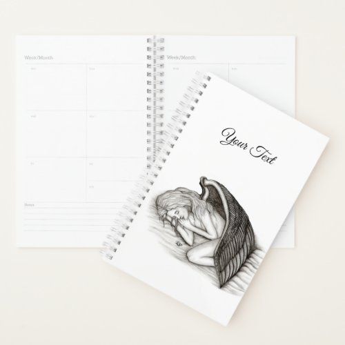 A sleeping Angel  Black and white Design Planner