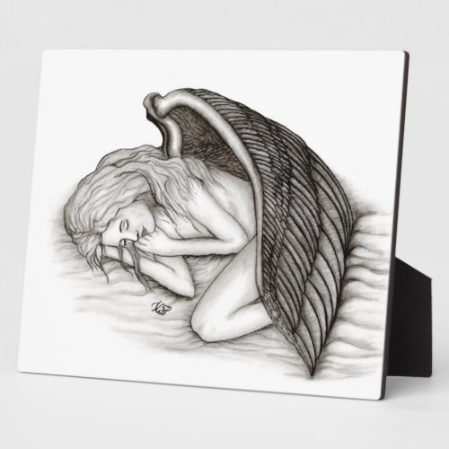 A sleeping Angel  Black and white Design Plaque
