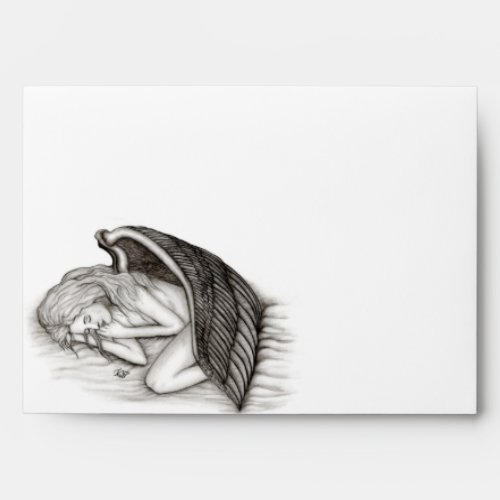 A sleeping Angel  black and white Envelope