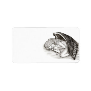 A sleeping Angel , black and white Label