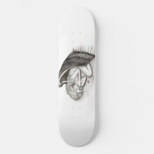 A sleeping Angel , black and white Skateboard Deck